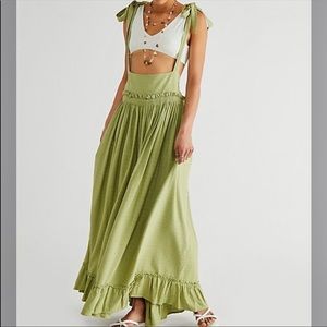 NWT Free People Gretchen Convertible Pinafore Maxi Dress